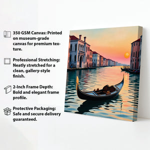 A Solitary Boat, Softly Guided by Morning Light canvas Wall Art Stretched Frame Painting