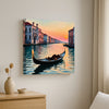 A Solitary Boat, Softly Guided by Morning Light canvas Wall Art Stretched Frame Painting
