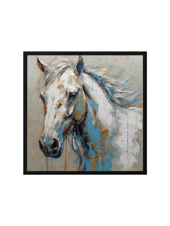 Golden Spirit – Modern Horse Painting on Canvas Wall Art Black Frame Painting