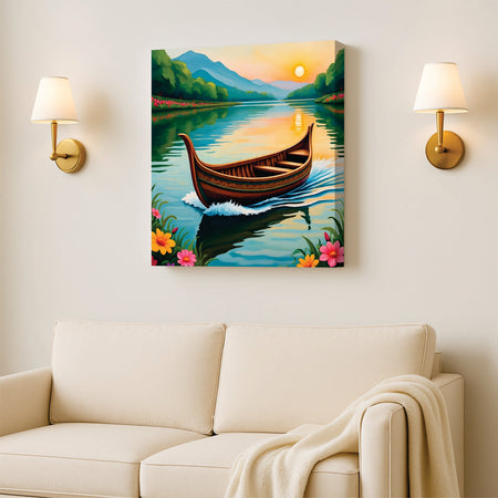 Golden Reflections Carry You Into Calm Canva Wall Art Stretched Frame Painting