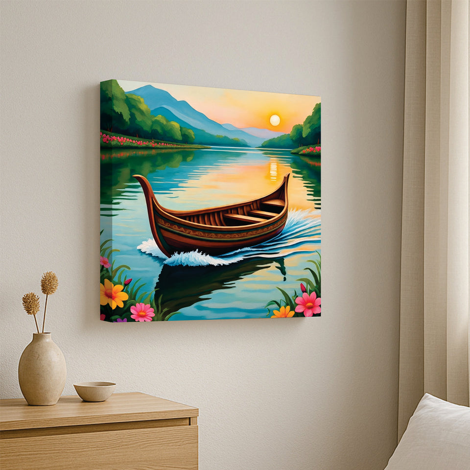 Golden Reflections Carry You Into Calm Canva Wall Art Stretched Frame Painting