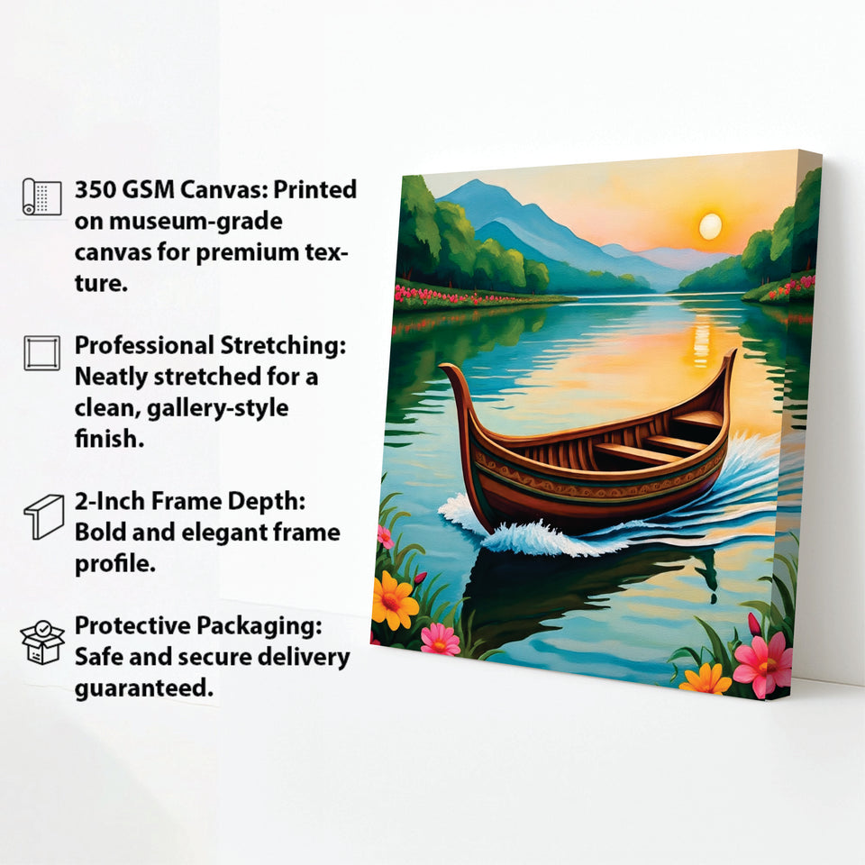 Golden Reflections Carry You Into Calm Canva Wall Art Stretched Frame Painting