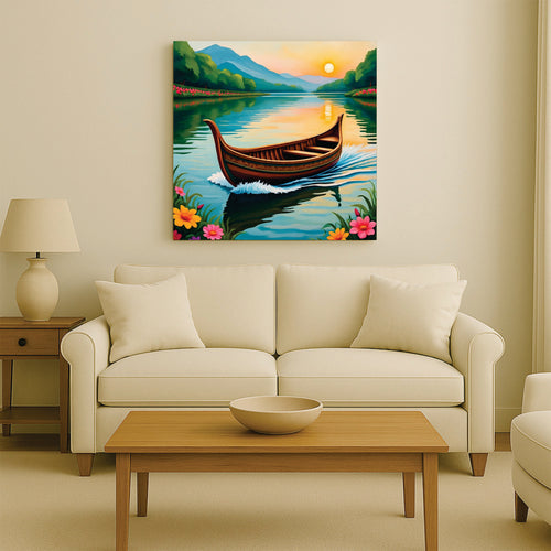 Golden Reflections Carry You Into Calm Canva Wall Art Stretched Frame Painting