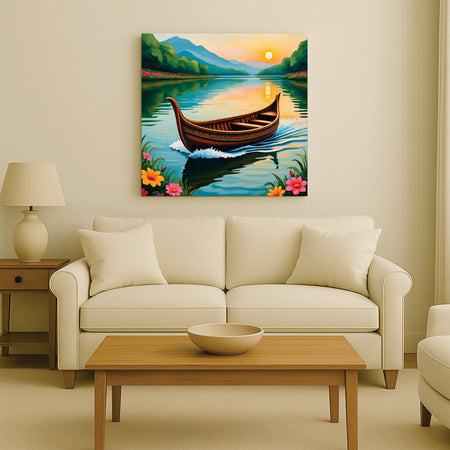 Golden Reflections Carry You Into Calm Canva Wall Art Stretched Frame Painting