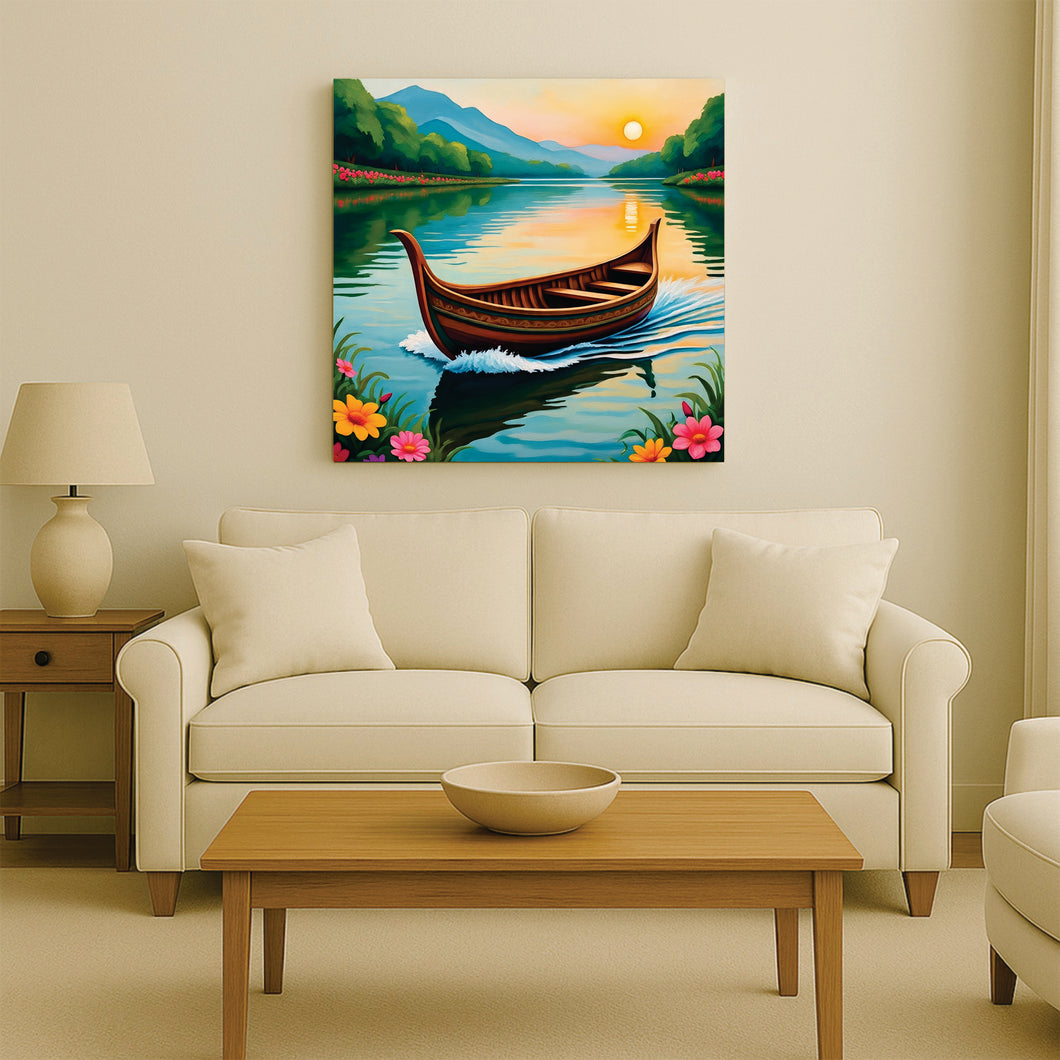 Golden Reflections Carry You Into Calm Canva Wall Art Stretched Frame Painting