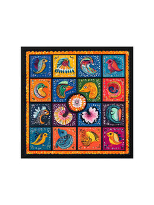Vibrant Folk Art – Multicolor Abstract Canvas Wall Art Black Painting