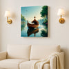Flow. Serenity. Reflective Canvas Wall Art Stretched Frame Painting