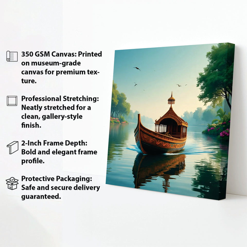 Flow. Serenity. Reflective Canvas Wall Art Stretched Frame Painting
