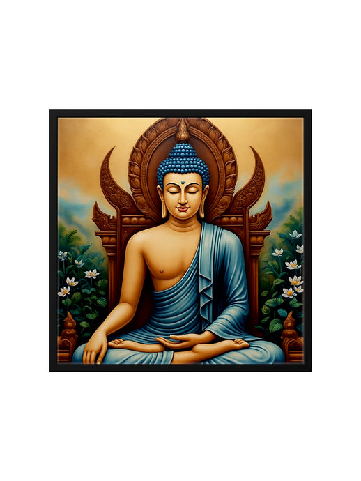 Inner Peace Painted in Warm Hues Canvas Wall Art Black Frame Painting