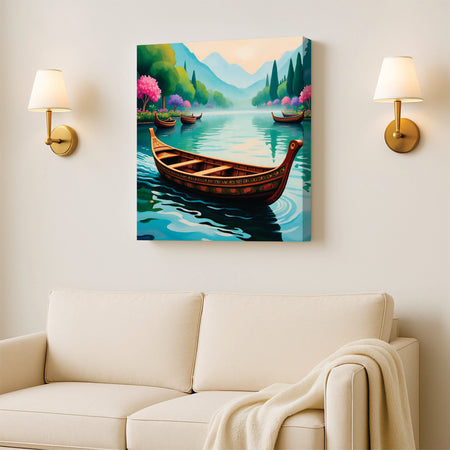 Nature’s mirror: reflecting beauty around every bend Canvas Wall Art Stretched Frame Painting