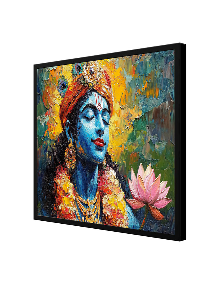 Supreme Harmony – Krishna Spiritual Canvas  Wall Art Black Frame Painting