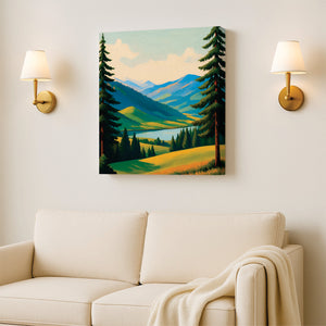 Serenity found between gentle slopes  Canvas Wall Art Stretched Frame Painting