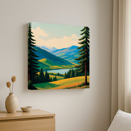 Serenity found between gentle slopes  Canvas Wall Art Stretched Frame Painting