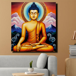 Saffron Flame of Stillness Canvas Wall Art Stretched Frame Painting