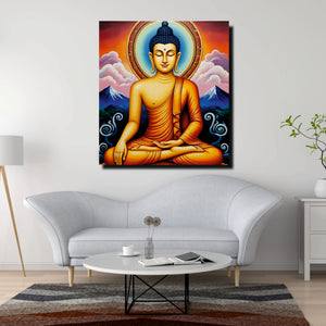 Saffron Flame of Stillness Canvas Wall Art Stretched Frame Painting