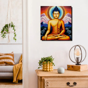 Saffron Flame of Stillness Canvas Wall Art Stretched Frame Painting