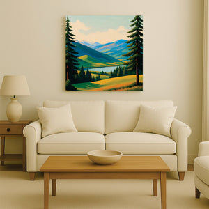 Serenity found between gentle slopes  Canvas Wall Art Stretched Frame Painting