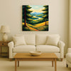 A landscape kissed by golden light Canvas Wall Art Stretched Frame Painting