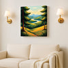 A landscape kissed by golden light Canvas Wall Art Stretched Frame Painting
