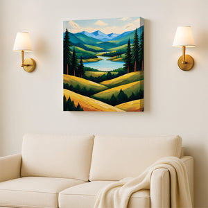 A landscape kissed by golden light Canavs Wall Art Stretched Frame Painting