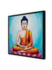 Meditative Calm: Buddha in Orange Canvas WAll Art Black Frame Painting