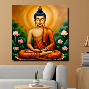 Radiant Renunciation — Enlightened in Silence Canvas Wall Art Stretched Frame Painting