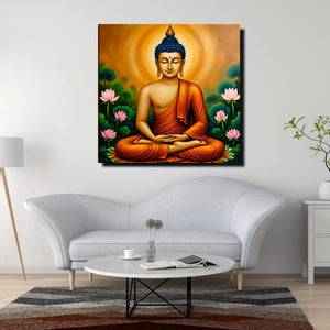 Radiant Renunciation — Enlightened in Silence Canvas Wall Art Stretched Frame Painting