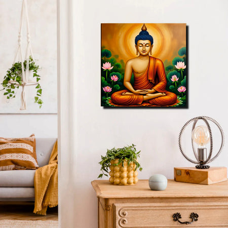 Radiant Renunciation — Enlightened in Silence Canvas Wall Art Stretched Frame Painting