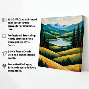 A landscape kissed by golden light Canavs Wall Art Stretched Frame Painting