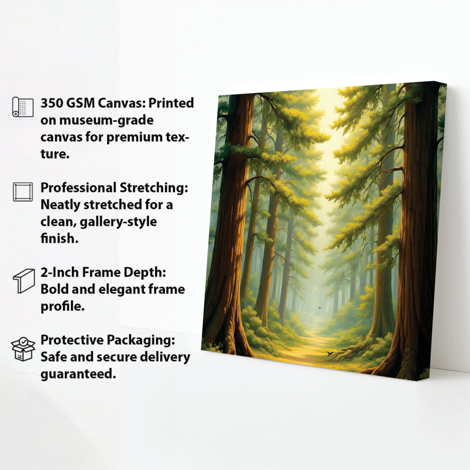 Into the Woods – Nature Canvas Wall Art Stretched Frame Painting