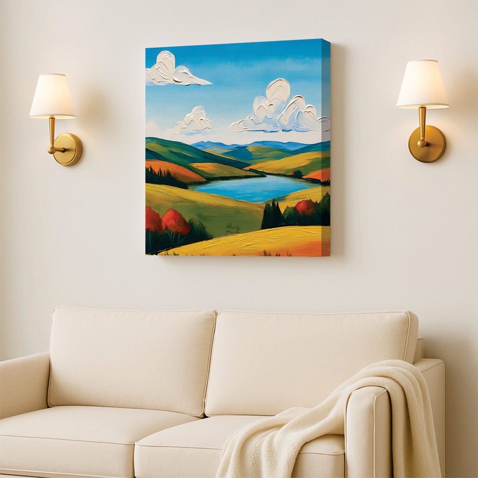 Golden Valley Canvas Wall Art Stretched Frame painting