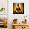 Saffron Serenity Amidst Celestial Blue Canvas Wall Art Stretched Frame Painting