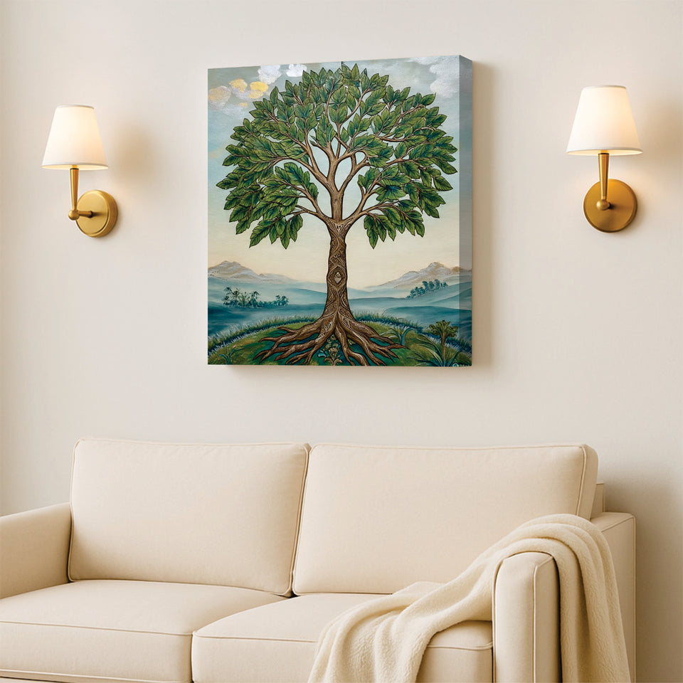 Majestic Tree of Life Canvas Wall Art Stretched Frame – Digital Painting