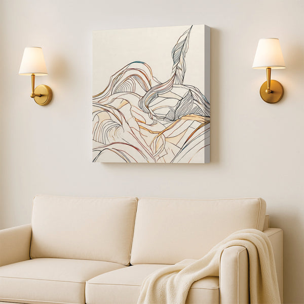 Sunset Over Hills Abstract Canvas Stretched Frame – Modern Digital Wall Painting