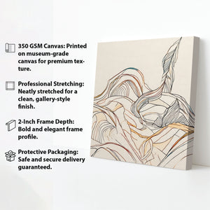 Sunset Over Hills Abstract Canvas Stretched Frame – Modern Digital Wall Painting