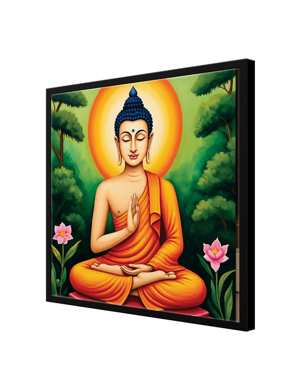 Illuminated Stillness — Where Flame Meets Serenity Canvas Wall Art Black Frame Painting