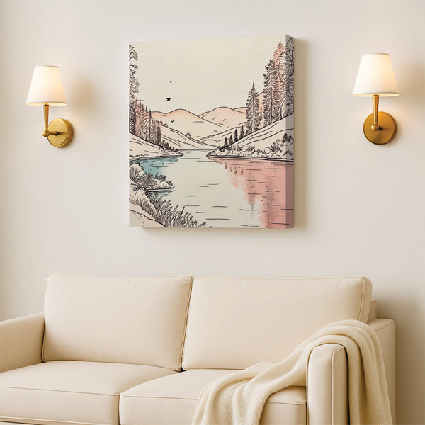 Scenic Abstract Canvas Wall Art Stretched Frame – Vibrant Nature-Inspired Painting