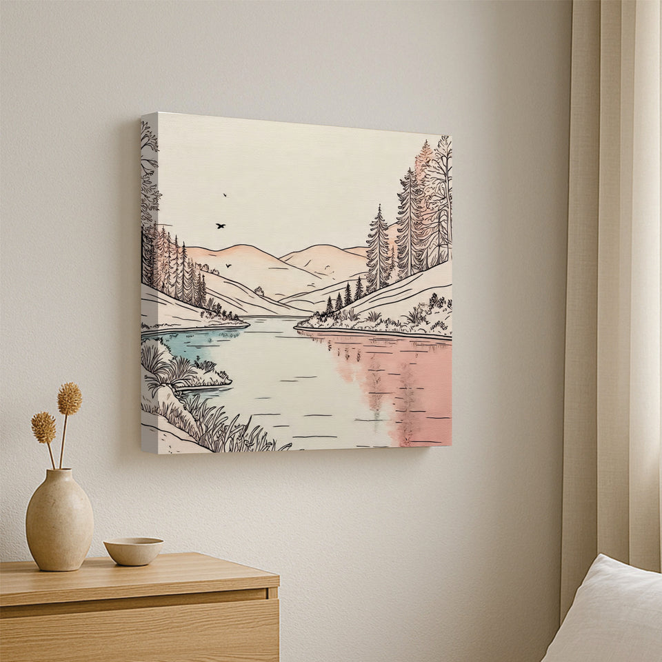 Scenic Abstract Canvas Wall Art Stretched Frame – Vibrant Nature-Inspired Painting