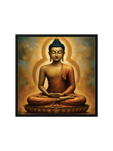 Flame of Wisdom in Quiet Reflection Canvas Wall Art Black Frame Painting