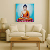 Meditative Calm: Buddha in Orange Canvas WAll Art Stretched Frame Painting