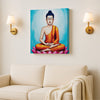 Meditative Calm: Buddha in Orange Canvas WAll Art Stretched Frame Painting