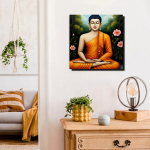 Saffron Echoes in a Sea of Quiet Canvas Wall Art Stretched Frame Painting