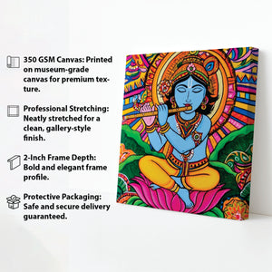 Radha Krishna Romantic Canvas Art Stretched Frame – Spiritual Wall Decoration