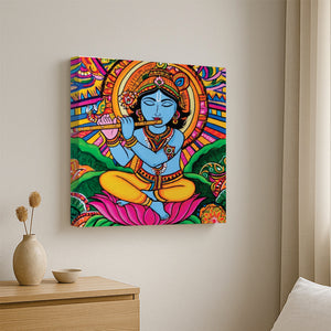 Radha Krishna Romantic Canvas Art Stretched Frame – Spiritual Wall Decoration