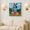 Krishna With Flute Canvas Wall Art Stretched Frame – Divine Spiritual Painting