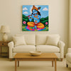 Krishna With Flute Canvas Wall Art Stretched Frame – Divine Spiritual Painting