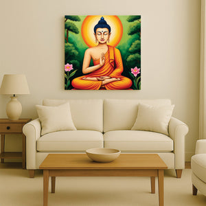Illuminated Stillness — Where Flame Meets Serenity Canvas Wall Art Stretched Frame Painting