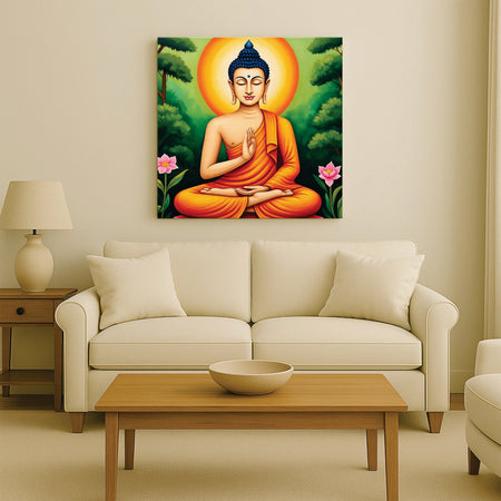 Illuminated Stillness — Where Flame Meets Serenity Canvas Wall Art Stretched Frame Painting