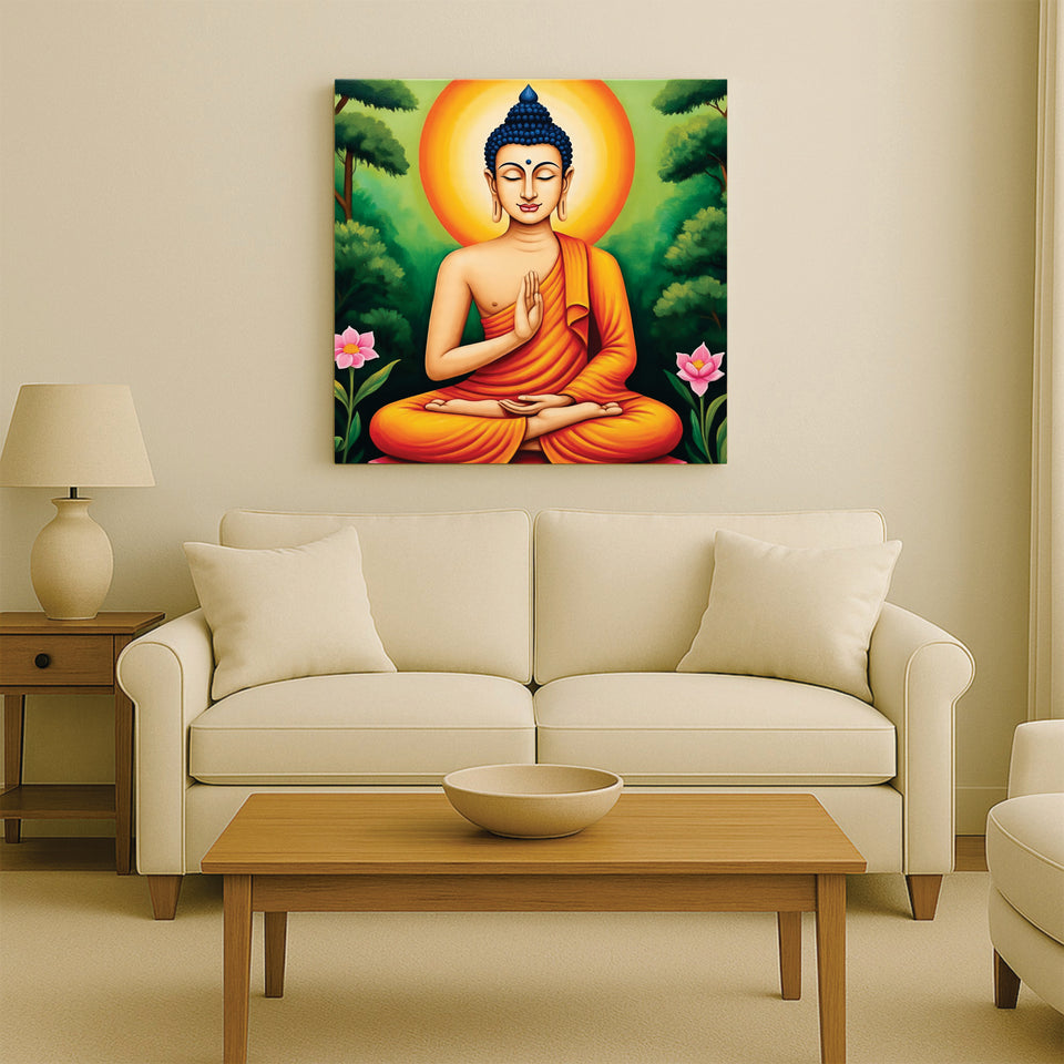 Illuminated Stillness — Where Flame Meets Serenity Canvas Wall Art Stretched Frame Painting