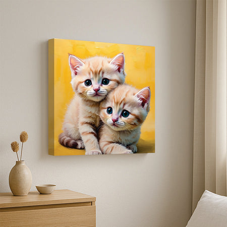 Best Friends Forever – Cats Duo Canvas  Wall Art Stretched Frame Painting